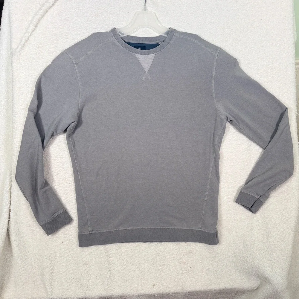 Johnnie-O V-Stitch Gray Crewneck Sweatshirt French Terry Pullover Mens Small